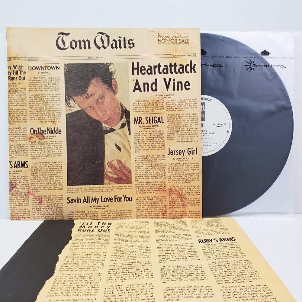 Tom Waits Heartattack and Vine Vinyl Record Promotional Copy 6E-295 Asylum 1980